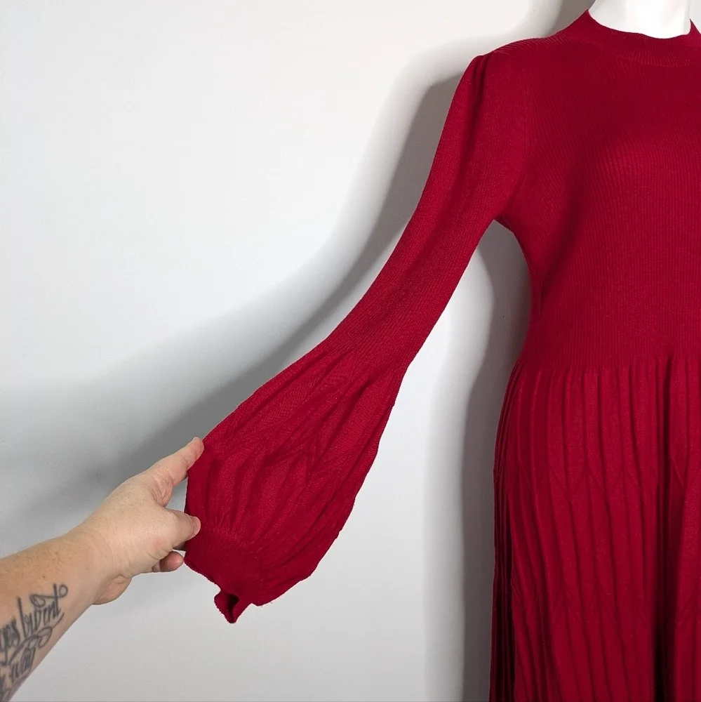 Draper James Women's Red Knit Dress Elegant Sweater Dress - Picture 4 of 8